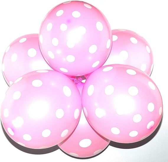 12" Assorted Latex Balloons Polka Dot, Ideal for Party Decoration, Assorted Balloons for Birthday Wedding and Other Parties, Pack of 10 (Baby Pink)