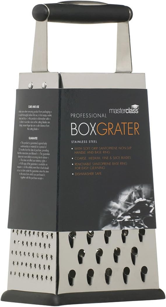 MasterClass Non-Slip Stainless Steel Box Grater with Handle, 24.5 cm (9.5"), Silver