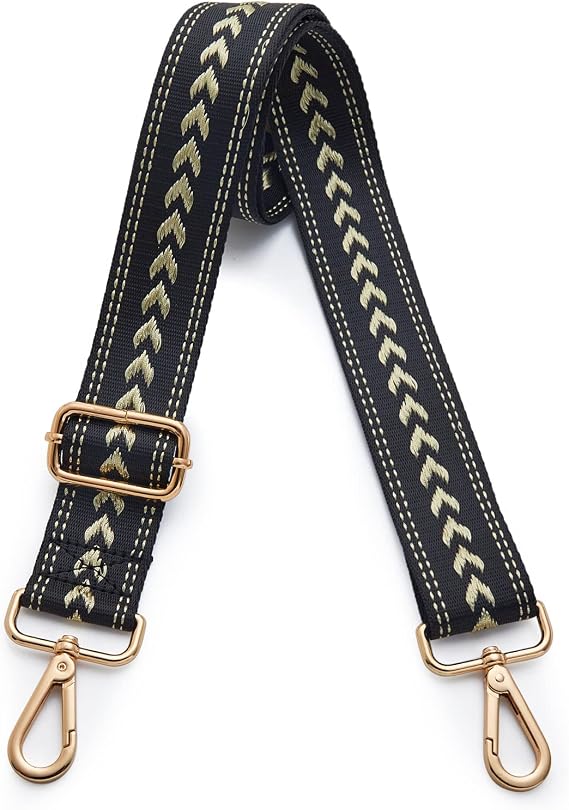 Kolti Purse Strap Replacement Crossbody Handbag Stripe Wide Adjustable, Gold Buckle-04