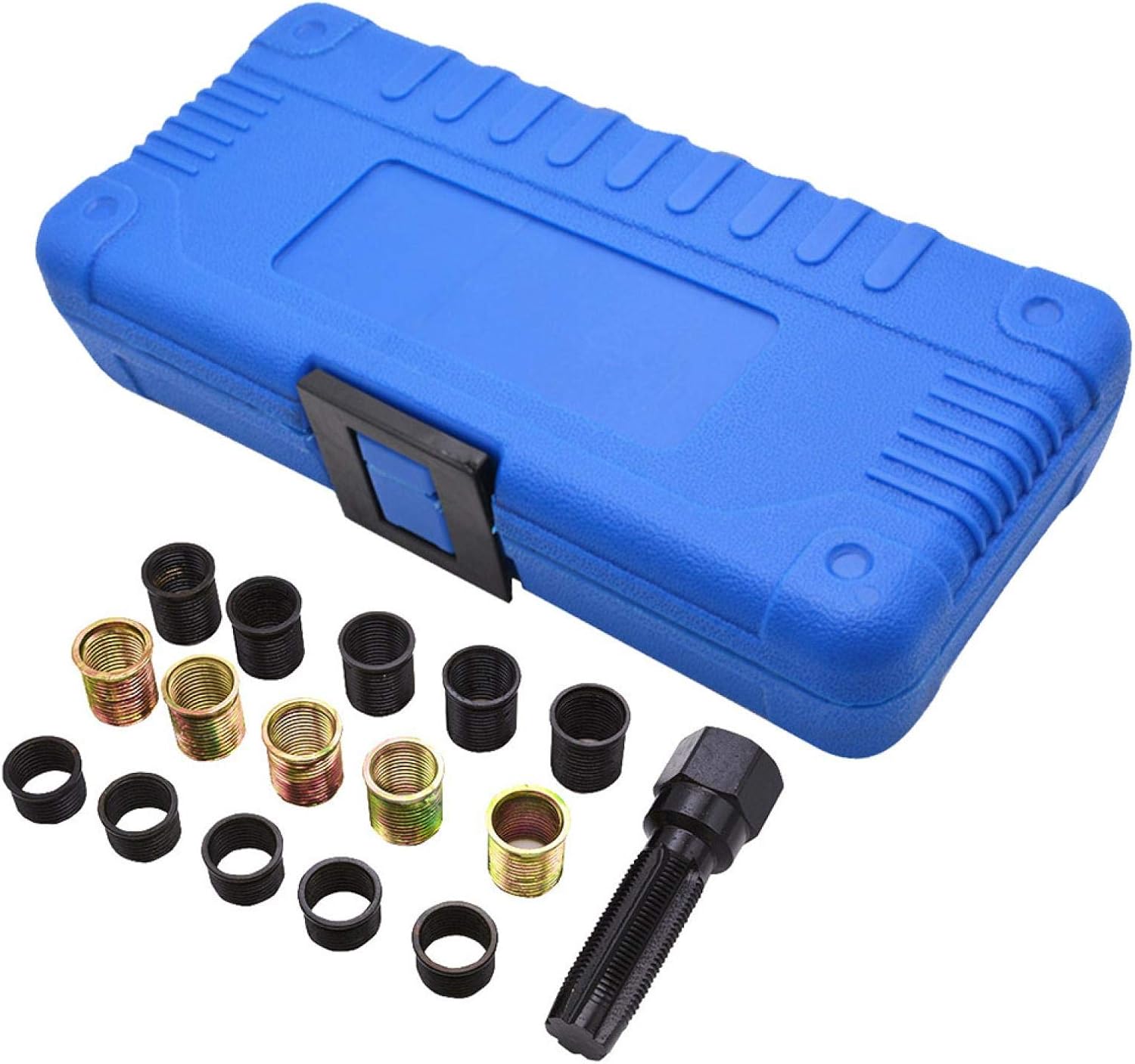 Kisbeibi 16pcsset Professional Spark Plug Restore Thread Repair Kit Vehicle Tool Tap Tool with Portable Case