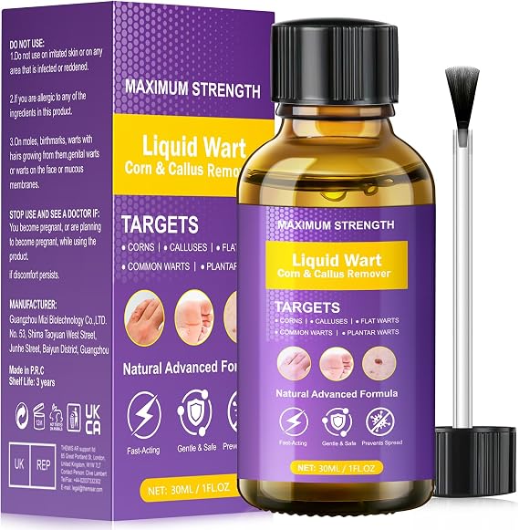 Wart Remover, Fast Acting Verruca Treatment for Hands and Feet, Effective Skin Tag Removal Kit, Gentle Treatment for Common Warts, Plantar Warts, Corns & Calluses (30ML)
