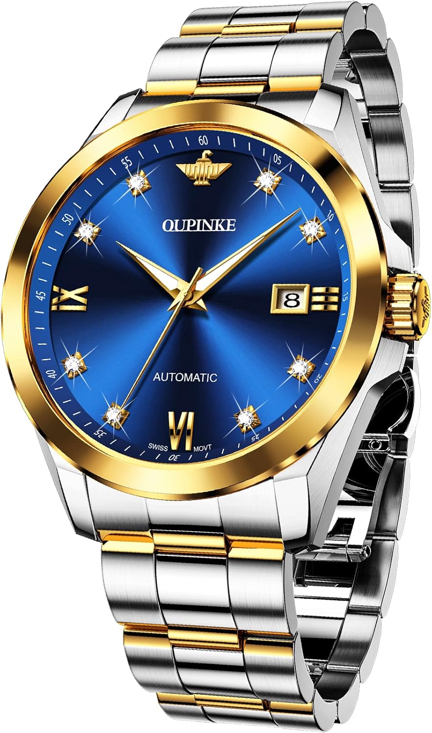 OUPINKE Mens Watches Automatic Skeleton Tourbillon Self Winding Luxury Sapphire Crystal Business Dress Wristwatch