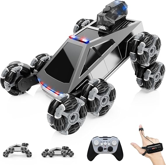 Remote Controlled Car 8 Wheel RC Stunt Car 8WD RC Car with Hand Control & Remote Control LED Light Music Spray Mist RC Car for Children 5 6 7 8 9 10 11 Years Birthday Gift for Boys and Girls