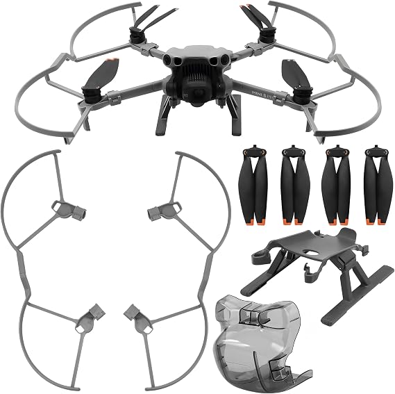 Mini 5 Proプロペラガード - 4個アクセサリーセット ブレードランディングギア付き 折りたたみ式 延長脚 レンズカバー ジンバルプロテクター DJI Mini 5 Proドローン用