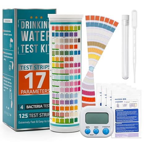 125+8P Drinking Water Test Kit Household Water Test Kit with 125P Strip, 4P Bacteria Test/Tubes/Droppers/Timer/Instruction