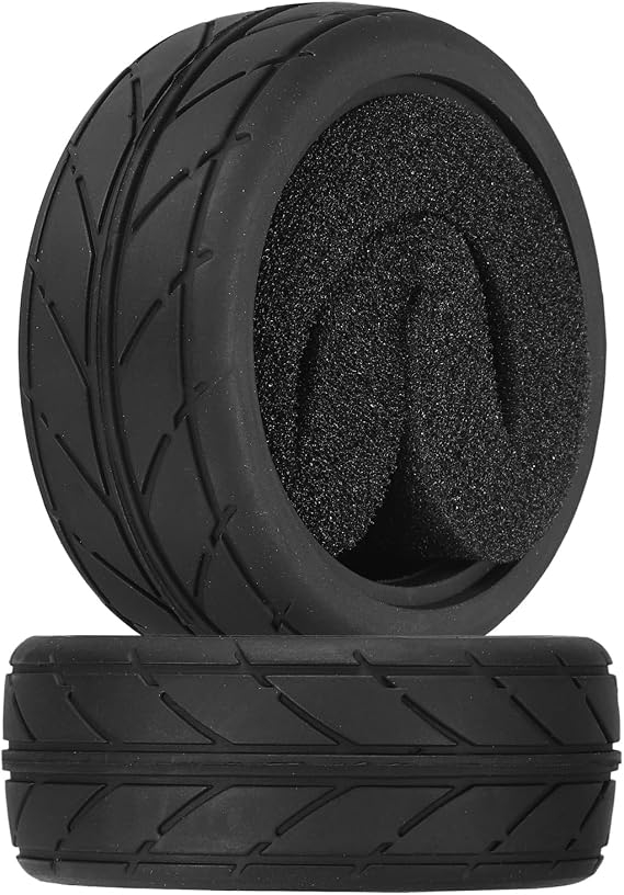 sourcing map 2Pcs Soft Rubber RC On-Road Car Tyres D6-Type Sponge Inside for RC 1/10 HSP Tires Scale Touring On-Road Racing DIY Model Car- 62mm(2.44") OD x 26mm(1") Width, Black