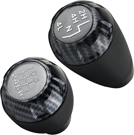 APPERFiT Shift Shifter Knob Set (Carbon Fiber) for Manual Transmission & 4x4 Transfer Case Compatible with Jeep Wrangler JK 2011 2012 2013 2014 2015 2016 2017 2018