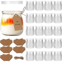 200 ml Yoghurt Jars with Airtight PE Lids, 20 Pack Dessert Jars, Small Jam Jars with Labels and String, Pudding Jars for Jelly, Honey, Tiramisu, Mousse, Cereal