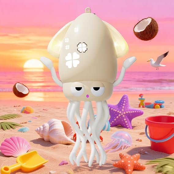 Interactive Octopus Toy, Dancing Music Toy with LED,Off-white