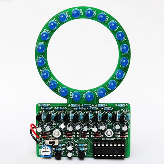 EIELE Soldering Exercise Set, Colour Gradient Ring, LED Running Light, Electronic DIY Set for Practical Soldering Exercises, Suitable for School Lessons and Soldering Enthusiasts (Soldering Required)