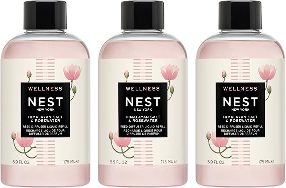 Nest ニューヨークリードディフューザー 液体詰め替えセット ヒマラヤソルト&ローズウォーター - 6.5液量オンス詰め替えボトル3本入り
