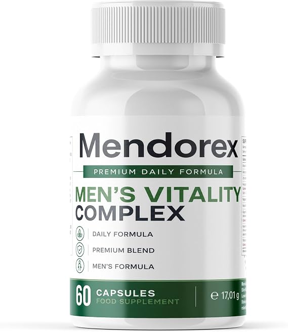 Mendorex Men’s Vitality Complex – Premium Men’s Daily Supplement for Vitality & Performance with Zinc, Maca & Ginseng – 60 Capsules – Made in UK