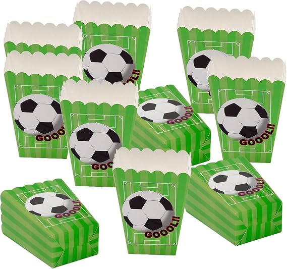 24 Pack Football Popcorn Boxes CHUNLINLAODA Football Candy Boxes Popcorn Bags Cartoon Paper Candy Containers Popcorn Cups Party Bag Treat Boxes for Birthday Party Football Theme Party (green)