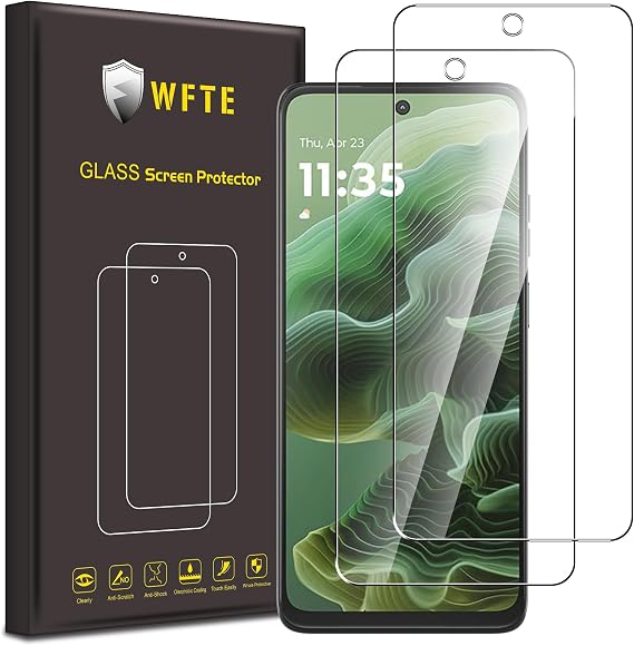 WFTE 2-Pack for Motorola Moto G35 5G Screen Protector,Anti-Drop & Anti-Scratch Protection Film,Bubble-Free,HD Clear,Dust-Free Premium Premium Tempered Glass For Motorola G35,Case-Friendly