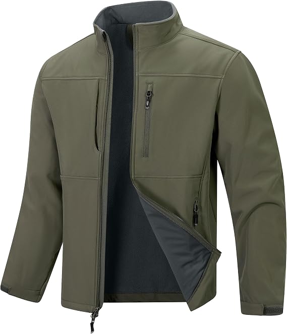 33,000ft Men's Softshell Jacket Waterproof Golf Jackets Warm Fleece Jackets