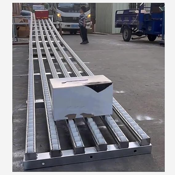 Kanduo Roller Conveyor Skate Wheel Flow Rail, Portable Light-Duty Gravity Conveyor, Unpowered Conveyor Table Plastic Roller Gravity Conveyor(5-slide,100cm long)