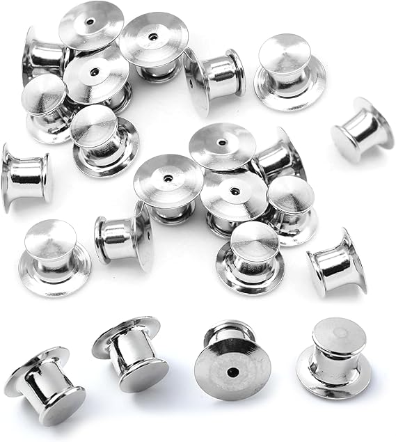 Locking Pin Backs, 30 Pcs Silver Locking Badge Pins Backs Keepers Metal Pin Badge Back Locks Clasps for Jewelry Brooches DIY