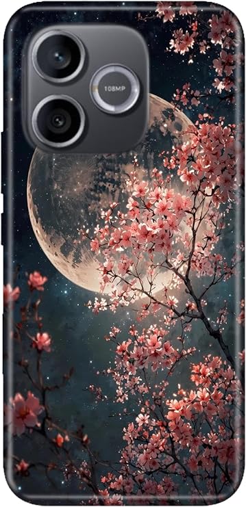 Honor 600 Lite ile Uyumlu Kılıf, Dolunay Moon Temalı Desenli, Darbe Emici Silikon