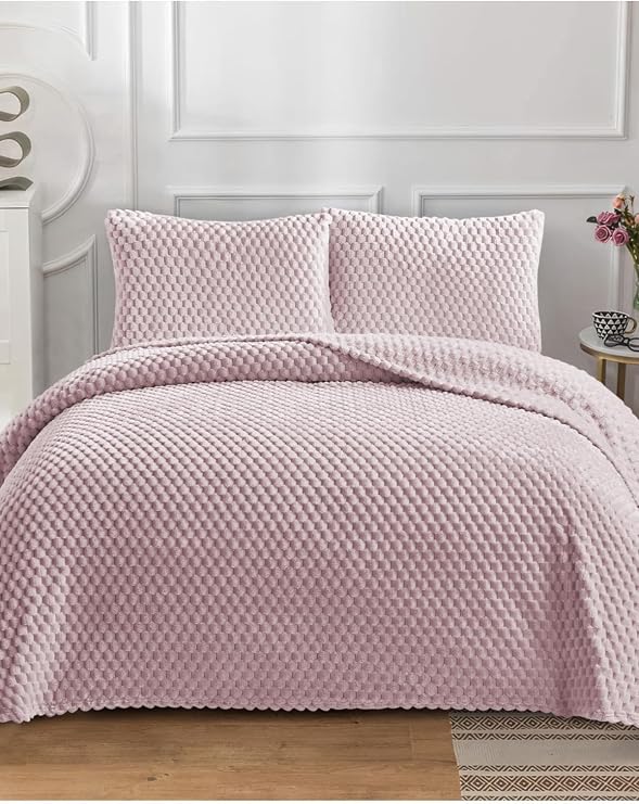 Petek Wellsoft Çift Kişilik Yatak Örtüsü Seti 230x250cm - 2 Yastıklı Lüks Yumuşak Dokulu - Pembe