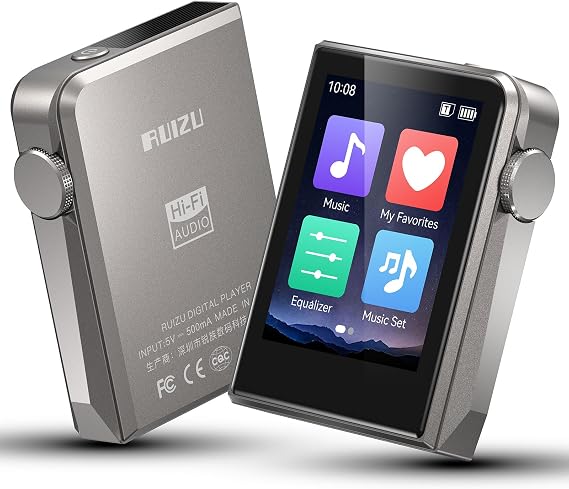 64 GB HiFi MP3 Player, DAC DSD High Resolution Digital Audio Player, Portable Hi-Res Music Player with 2 Inch Touch Screen, Continuation Function, CNC Aluminium Housing, up to 128 GB MicroSD Card