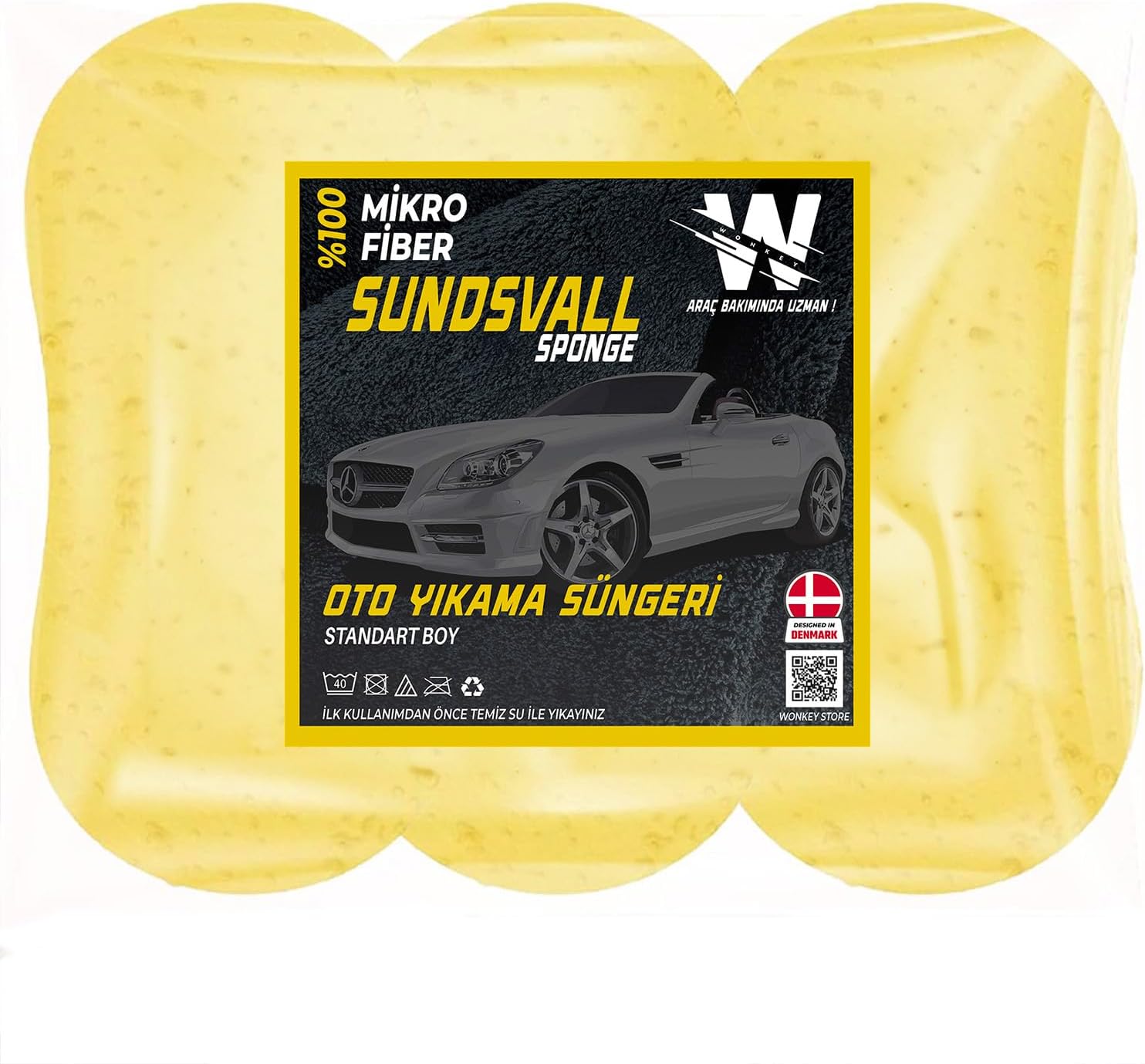 WONKEY - Car Wash Sponge 3 Pack, Tire Polishing Sponge, Car Wash and Cleaning Sponge 3 Pieces