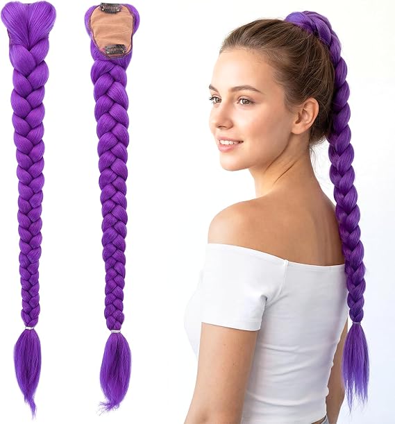 Purple Hair Extensions Clip In,26″Purple Clip In Hair Extensions Ponytail