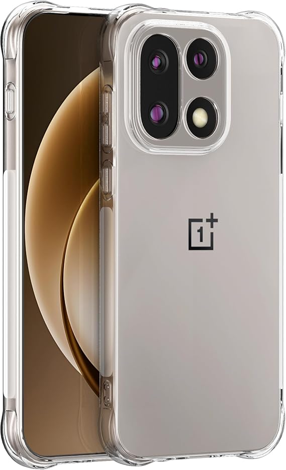 Cresee Case for OnePlus 15, Clear Phone Case with Reinforced Corners Bumper Slim Fit Shockproof Flexible TPU Case for OnePlus 15, Transparent