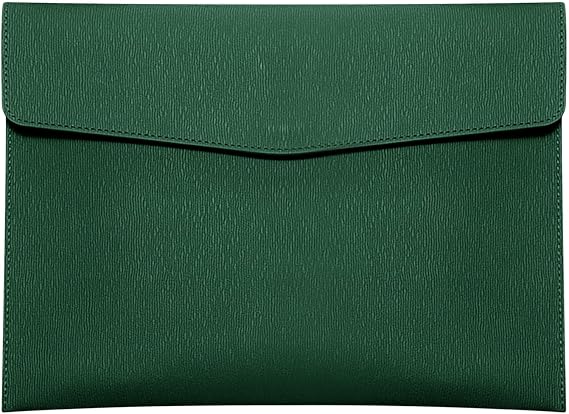 Skyzone A4 Document Folder Wallet, PU Leather Travel Document Holder Organizer, Waterproof File Folder with Snap Closure, Multifunctional File Envelope Portfolio Storage Case (Green)