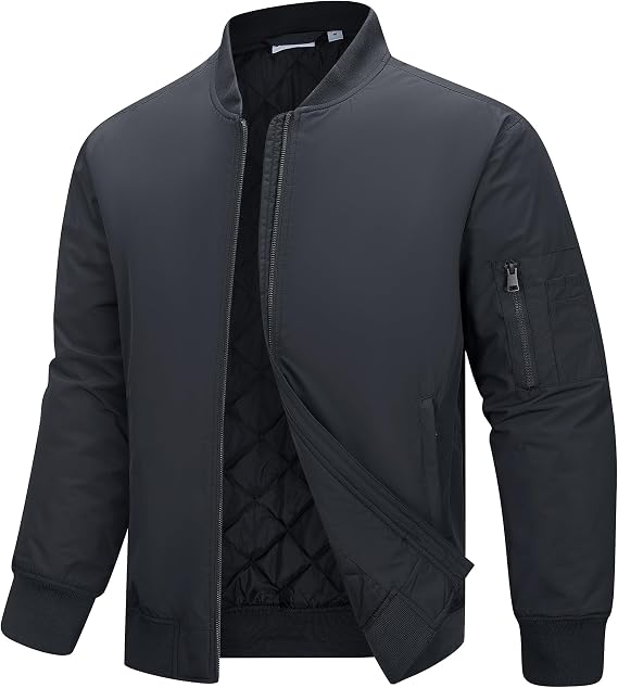 33,000ft Bomber Jacket Men Waterproof Windbreaker Insulated Puffer Jackets Sports Jackets Outwear for Motorcycle Hiking Golf Sailing