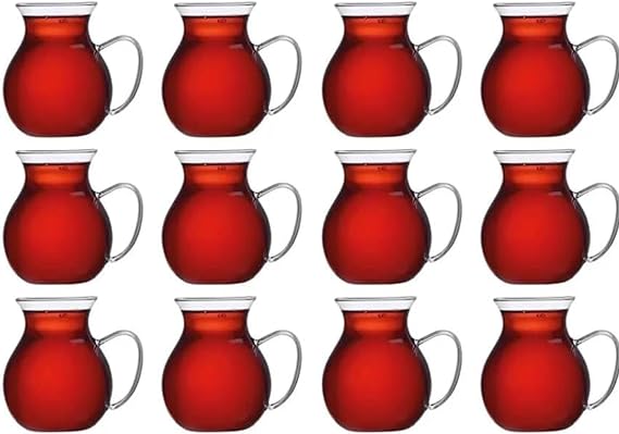 Promosyonca Keyfi Ala Borosilikat Cam Çay Bardağı Seti, 200ml, 6'lı, Termisil Kupa, Şık ve Dayanıklı (12)