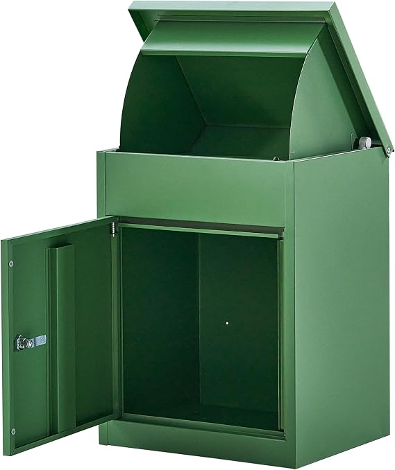 Medium Parcel Box Outdoor Parcel Delivery Box Parcel Drop Box Metal Post Box for Internet Deliveries,Wall Mountable Weatherproof Sturdy Mailbox Home Porch - Atahome Aspendos (Green)