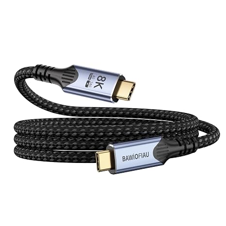 USB C Data Cable 40Gbps,USB c to USB c Cable Braided,USB 4 Cable for Thunderbolt 4 [6.6FT/2M], 240W Fast Charging Type c Cable, USBC Monitor Cord 8K/4K Video Display