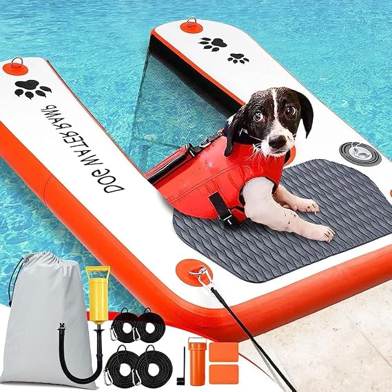 Inflatable Dog Boat & Pool Ramp, Extra Wide Floating Pet Plank, 68kg