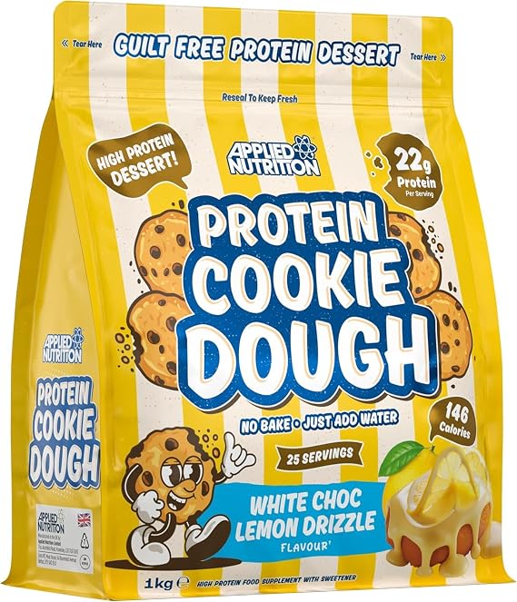 Applied Nutrition Protein Cookie Dough 1kg – High Protein Snack, Over 22g of Protein Per Serving, Ready-to-Eat– Low Calorie, Healthy Treat (1kg – 25 Servings) (White Choco Lemon Drizzle)