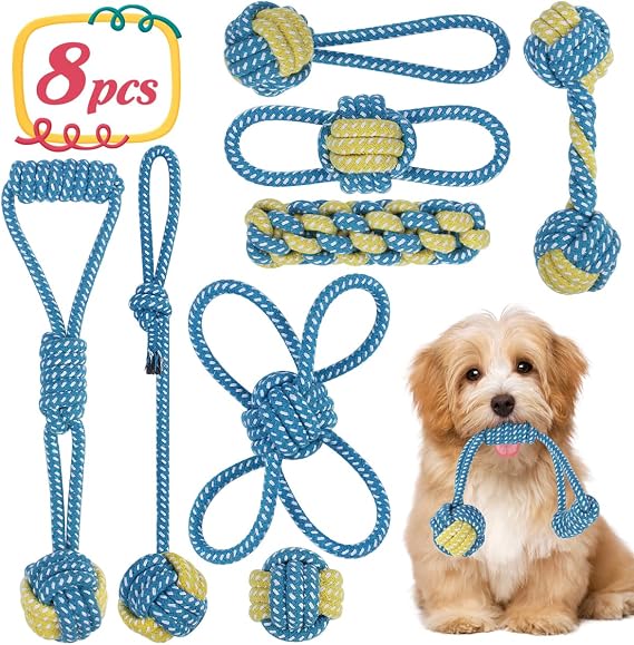 ETACCU Köpek Halat Oyuncakları 8'li Paket (Mavi)