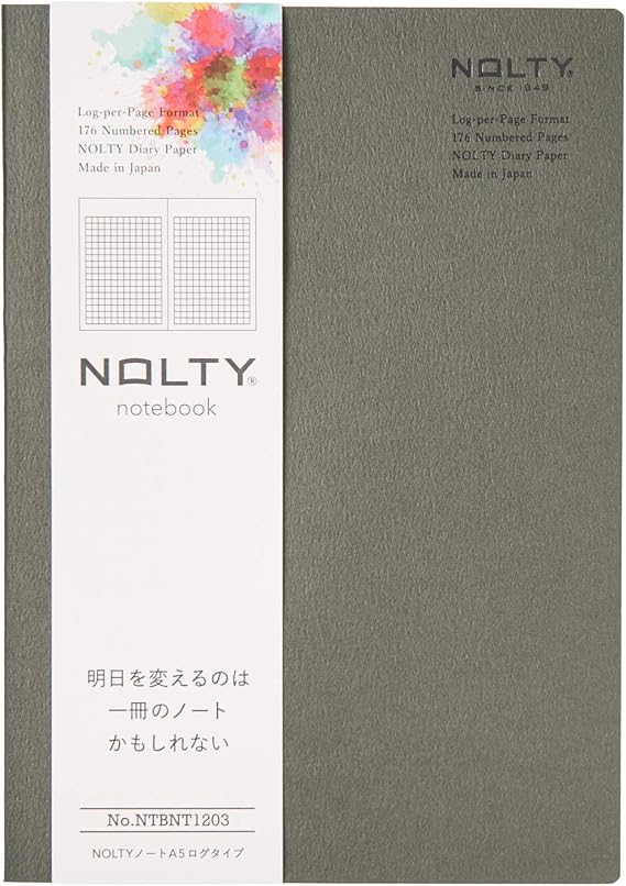 NOLTY Notebook, A5 Log Type, 3.5mm Grid, Made in Japan, Khaki, NTBNT1203