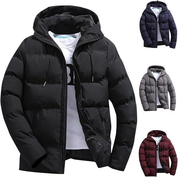 Winter Jacket for Men UK,Lightweight Puffer Jacket,Mens Warm Coat With Hood