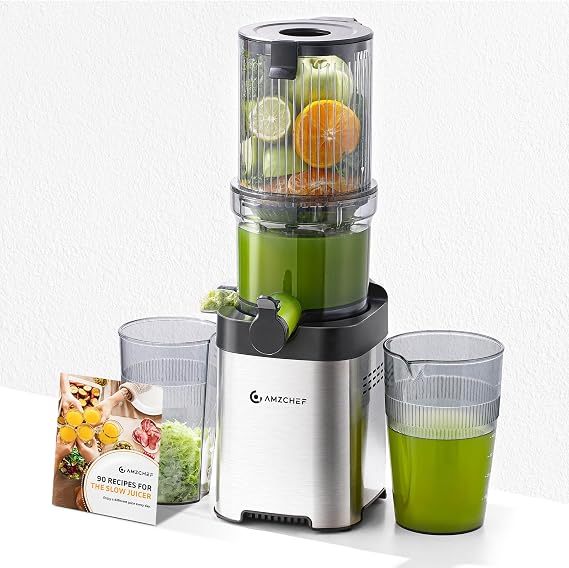 AMZCHEF Easy to Clean Juicer with 2 Glasses - Slow Juicer