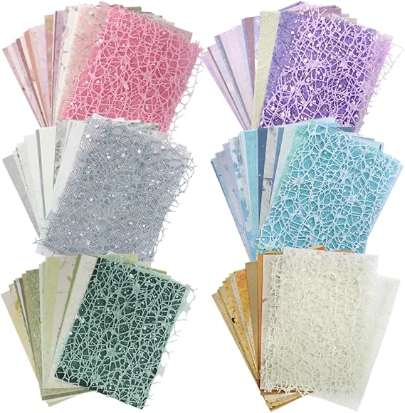 156 Sheets Scrapbook Paper Textured Paper Assorted Set, FineGood Decorative Mesh Fabric Paper for Card Making Journaling Scrapbooking Supplies
