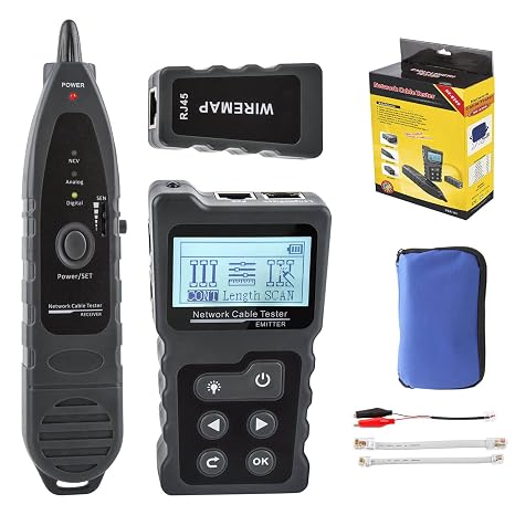 NOYAFA Network Cable Tester NF-8209 Advanced Network Cable Tracker Tone Generator and Probe Kit with Wiremap, Length, PoE Testing