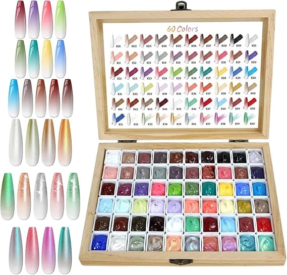 60 Colors Gel, Patting Gel Palette For, High Color Rendering Easy To Use Achieves A Smooth And Even Application Effect For Gradient Blush Aura French Salon Manicure
