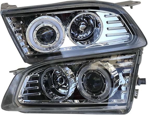 Car LED Modification Headlamp Compatible With Toyota Corolla Ae110 White Background Angel Eyes Lens Headlights1996 1997 1998 1999 2pcs