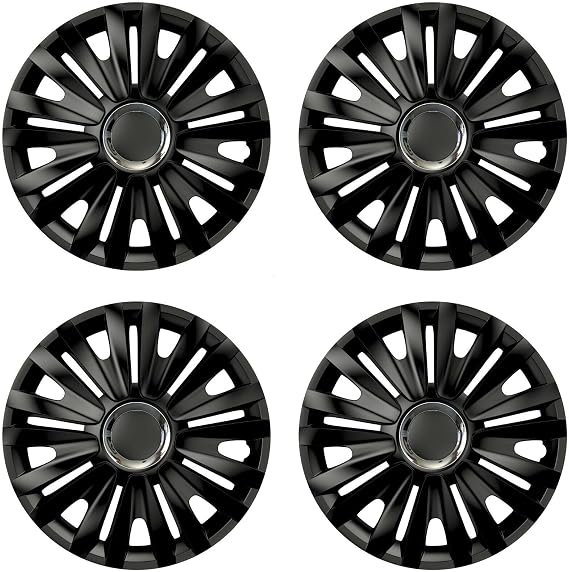Shield Autocare Car Wheel Trims | Set of 4 Hub Caps Universal Fit Cover Protectors (Royal, Black, 13 Inch)