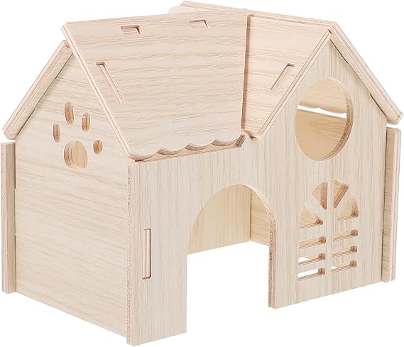 Hamster Hideout Small Pets House with Safe and Secluded Design Made from Synthetic Material Suitable for Hamsters and Pets of Similar Size Beige Wooden Habitat for Cage