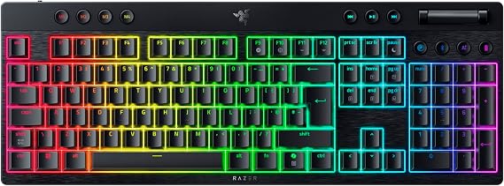 Razer BlackWidow V4 Low-profile HyperSpeed - Wireless Low-profile Mechanical Gaming Keyboard - HyperSpeed Wireless & BT - Multi Roller & 11 Control Buttons - Orange Switches QWERTY UK-Layout
