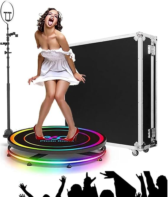 360 Degree Photo Booth Machine for Party, 360 Degree Camera Booth with Ring Light, Auto Slow Motion 360 Degree Photo Booth with Flight Case, Adjustable Stand, Intelligent Remote Control + App Control