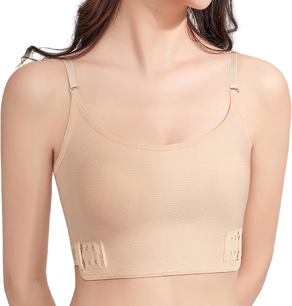 Happy Cherry High Compression Chest Binder for Women Adjustable Straps Crisscross Band Corset Side Hook Croped Vest
