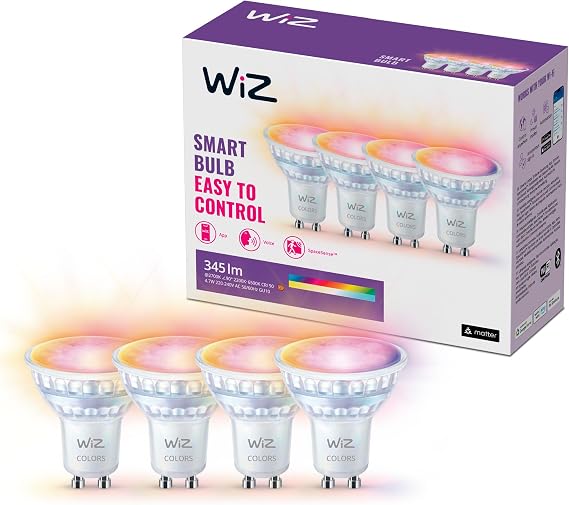 WiZ Smart LED Glass Light Bulb, 4 Pack [Energy Class F]