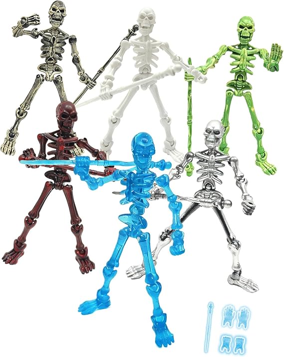 Titans Dummies 13 Multi Jointed Movable Small Figures 6 Pack T 13 Skeleton Action Figure Set with Scepters Hand Types Desktop Decorations