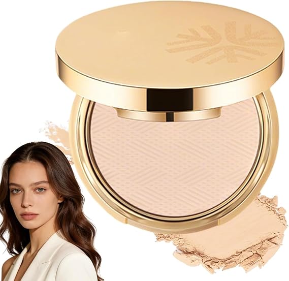Waterproof Setting Matte Powder Compact, Full Coverage Face Concealer, Long Lasting, Controls Shine, Smooth Fine Lines, Matte Oil Control Flawless Foundation Powder